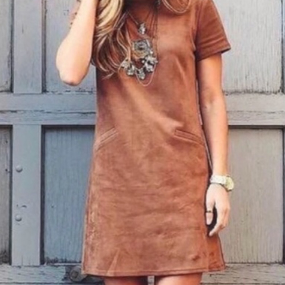 Wayf Faux Suede Shift Dress
